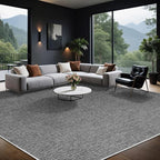 LBRO2M Easy Jute Solid Area Rug 8X10 Washable Rugs for Living Room Bedroom Natural Jute Indoor Outdoor Carpet Durable, Solid Non Shedding Eco Friendly (8X10 Black Gray)