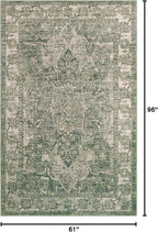 Unique Loom Isabella Collection Area Rug - Adjani (5' 1" x 8' Rectangle, Green/ Ivory)