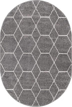 Unique Loom Trellis Frieze Collection Area Rug - Geometric (4' x 6' Oval, Dark Gray/ Ivory)
