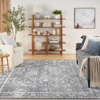 Nourison Home Astra Machine Washable Dark Blue 7'10" x 10' Area Rug - Easy Clean, Non Shedding, Bed Room, Living Room, Dining Room, Kitchen (8' x 10')