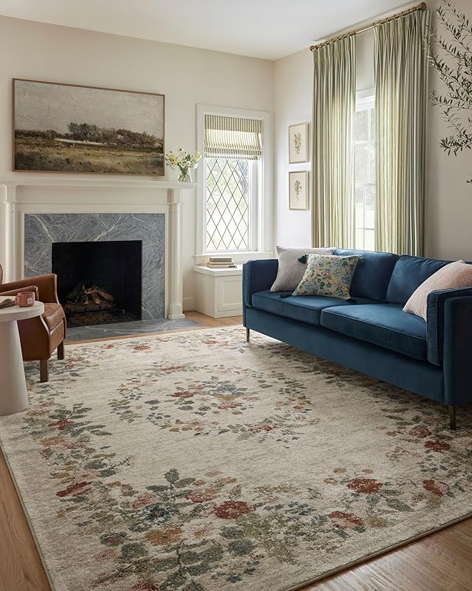 Loloi Rifle Paper Co. Laurel Collection LAU-01 Cream 9'-2" x 12'-2" Area Rug