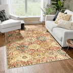 Lahome Moroccan Trellis Washable Small Area Rug, 3x5 Area Rug for Bedroom Living Room, Non-Slip Oriental Accent Throw Carpet for Kitchen Office Entryway Bathroom Office, Red/Orange