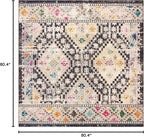 SAFAVIEH Madison Collection Area Rug - 6'7" Square, Black & Yellow, Boho Diamond Distressed Design, Non-Shedding & Easy Care, Ideal for High Traffic Areas in Living Room, Bedroom (MAD418Z)