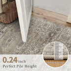 8x10 Washable Area Rug Grey Brown Vintage Rug for Living Room Bedroom Low Pile Soft Non-Slip Boho Rug for Under Table Boho Distressed Retro Carpet for Bedroom Kitchen Office Dining