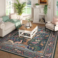 Rugcomf Area Rugs 5x7 Vibrant Tree of Life-Patterned Vintage Washable Area Rug Non Slip Low Pile Large Rugs for Living Room Bedroom Farmhouse Dining Room Kids Playroom, Green