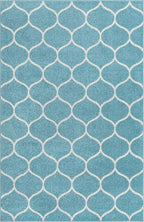 Rugs.com Lattice Frieze Collection Rug – 5' x 8' Light Blue Medium Rug Perfect for Living Rooms, Large Dining Rooms, Open Floorplans