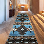 YHSF South West Native American Area Rug C318 - Easy Clean, Thick, Soft, Durable Native Tribal American Indian Inspired Rug for Bedroom/Living Room and More - Blue-Brown, 2 Feet x 7 Feet