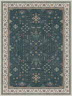 Dark Green Vintage Living Room Rug 9x12 - Boho Unique Floral Victorian Decor, Washable Low Pile Non-Slip Extra Large Area Rugs for Dining Under Table Bedroom