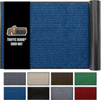 GORILLA GRIP Waterproof Traffic Guard Door Mat, 47x35, Heavy Duty Entryway Mats, Strong Rubber Back Commercial Utility Rugs for Office Hallway, Garage Floor and Home, Low Profile Carpet Runner, Blue
