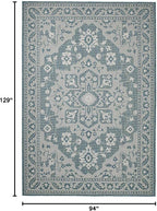 FH Home Flat Woven Outdoor Rug - Waterproof, Easy to Clean, Stain Resistant - Premium Polypropylene Yarn - Vintage - Large Patio, Deck, Sunroom - Shiraz - Ocean - 7ft 10 in x 10ft 9in