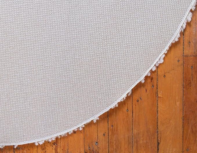 Unique Loom Davos Shag Collection Area Rug - Solid (2' Round, Linen)