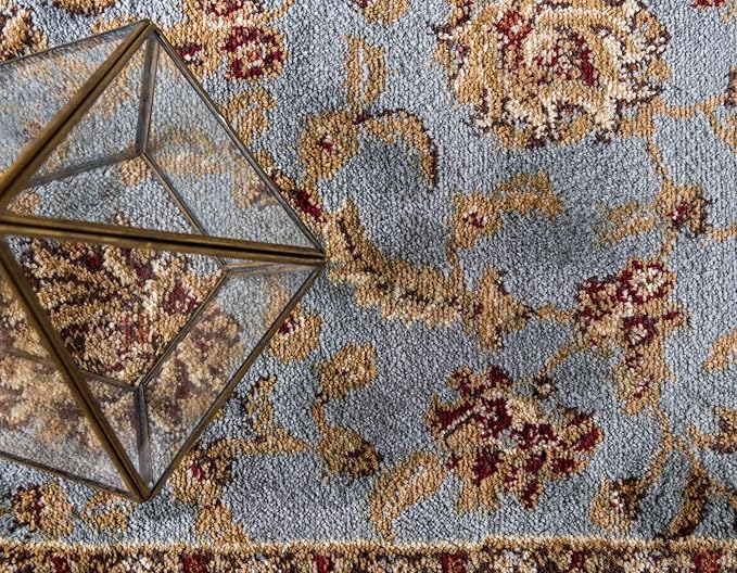 Unique Loom Voyage Collection Traditional Oriental Classic Intricate Design Area Rug (2' 2 x 6' 0 Runner, Light Blue/Gold)
