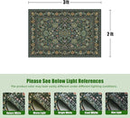 Dark Green Area Rug Entryway Rugs for Bedroom Bathroom Kitchen - 2x3 Small Soft Rugs Low Pile Keep Off Rug Carpet Washable Rug Oriental Indoor Boho Area Rug Cute