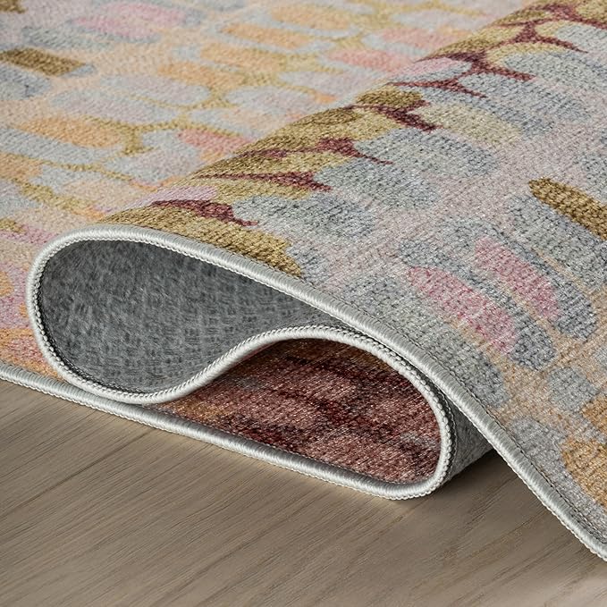 Dash & Albert Paint Chip Pastel Machine Washable Rug, 6 X 9 Feet, Multicolored Geometric Pattern