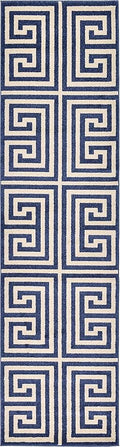 Unique Loom Athens Collection Classic Geometric Modern Border Design Area Rug (2' 7 x 10' 0 Runner, Navy Blue/ Beige)