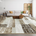 Large Area Rugs,Modern Geometric Patchwork Floor Decor for Bedroom Aesthetic Carpet, Rockwood Collection, Indoor Rugs for Living Room, Dining Room, Nursery, Office, Machine Washable Rug,8x10 Ft Beige
