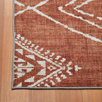 ReaLife Rugs Machine Washable Area Rug - Living Room Bedroom Bathroom Kitchen Entryway Office - Padded Low Pile Stain Resistant Premium - Moroccan Diamond Tribal - Jax - Orange 4' x 6'