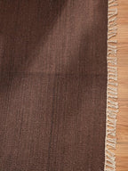 Rugsotic Carpets Hand Woven Flat Weave Kilim Wool ECO-Friendly Area Rugs - 4'x6', Rectangle Shape, Dark Brown Color, Solid Plain Design, Low Pile Handmade Rugs for Living Room, Bed Room (D00111)