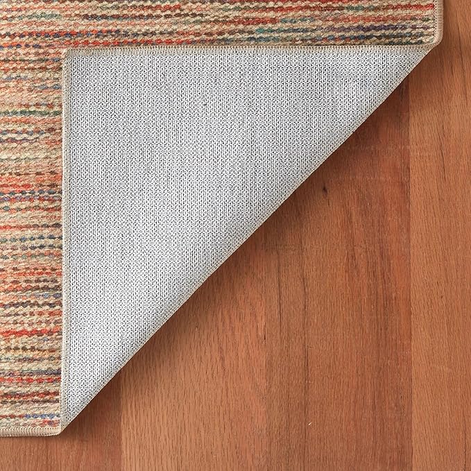 Dash & Albert Clay Multi Machine Washable Rug, 6 X 9 Feet, Multi Stripe Pattern