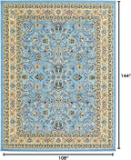 Rugs.com Yasmin Collection Rug – 9' x 12' Light Blue Medium Rug Perfect for Living Rooms, Large Dining Rooms, Open Floorplans