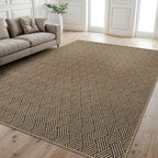 Easy Jute Rugs 6x9 Herringbone Natural Color Living Room Indoor Outdoor Area Rug for Patio and Kitchen Rug High Traffic Washable Easy to Clean Solid Boho Woven Design Carpet (6 x 9)