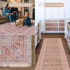 Fame Living Washable Area Rug. Modern Farmhouse. Vintage. Turkish. Bohemian. Distressed. Oriental. Traditional. Rugs for Living Room. Dining. Bedroom. Office. Entryway. Foyer. (860TT, 5'9" x 8'9")