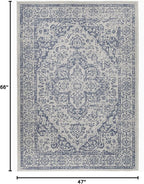 FH Home Flat Woven Outdoor Rug - Waterproof, Easy to Clean, Stain Resistant - Premium Polypropylene Yarn - Vintage - Patio, Deck, Porch,Balcony - Ankara - Distressed Blue - 3ft 11in x 5ft 6in