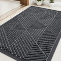 Kitinjoy Front Door Mat Outside Entrance, Sturdy Natural Dirt Trapper, Heavy Duty Rubber Doormat, Low Profile Non-Slip Backing, Easy Clean Floor Mat for Indoor Outdoor Entry, 29.5X17 Inch, Grey