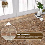 Washable Area Rug 5' x 7' Vintage Traditional Persian Mat - Foldable Distressed Non-Slip Machine Washable Carpet for Living Room Bedroom Kitchen Home Decor - Bronze and Ivory