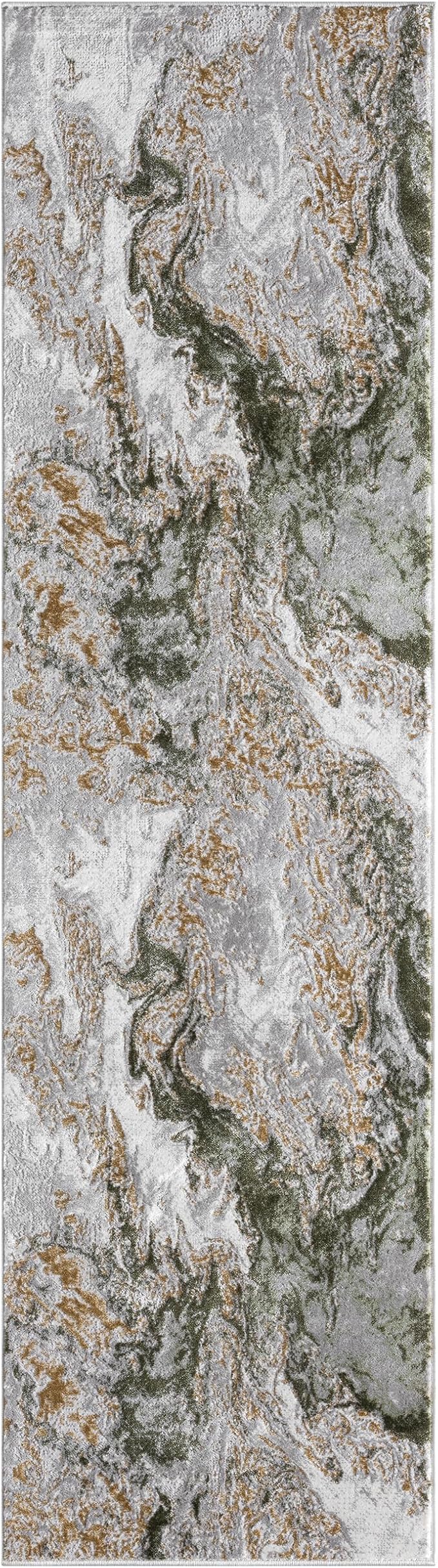 LUXE WEAVERS Marble Swirl Abstract Area Rug, Green 2x7