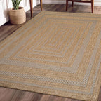 Beverly Rug Easy Jute Framed Border Rug 5x7 Washable Durable Indoor Outdoor Area Rugs for Living Dining Room Patio Office Stain Resistant Non Shedding Casual Indoor Outside Carpet 5 x 7 Natural