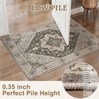 Tangsoo 5x7 Area Rug Washable Rug for Living Room, Vintage Indoor Non Slip Large Area Rugs, Print Distressed Grey Carpet, Soft Low Pile Foldable Floor Rug for Bedroom Dining Room Dorm