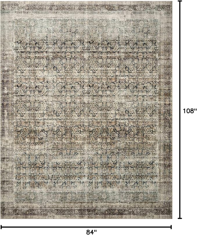 Loloi Amber Lewis Morgan Collection MOG-02 Navy/Sand 7'-3" x 9'-3" 38" Thick Area Rug feat. CloudPile, Neutral, Room Décor, Vintage Inspired, Livingroom, Bedroom, Dining Area