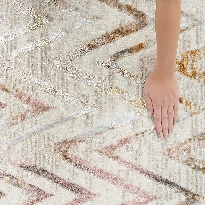 Nourison Home Glam Multicolor 3'11" x 5'11" Area Rug - Easy Clean, Non Shedding, Bed Room, Living Room, Dining Room, Kitchen (4' x 6')