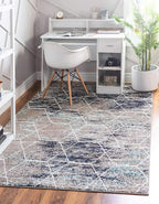 Unique Loom Trellis Frieze Collection Area Rug - Geometric (5' x 8', Blue Multi/ Ivory)