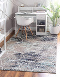Unique Loom Trellis Frieze Collection Area Rug - Geometric (8' x 10', Blue Multi/ Ivory)