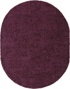 Unique Loom Solid Shag Collection Area Rug (8' x 10' Oval, Eggplant Purple)
