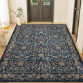 DUKINO 4x6 Rugs for Living Room, Lightweight Non Slip Washable Rug with Low Pile Design, Vintage Floral Non-Shedding Soft Carpet for Living Room, Bedroom, Farmhouse, Office, Bathroom, Dark Blue