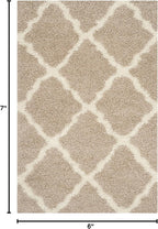 SAFAVIEH Dallas Shag Collection Area Rug - 5'1" x 7'6", Beige & Ivory, Trellis Design, Non-Shedding & Easy Care, 1.5-inch Thick Ideal for High Traffic Areas in Living Room, Bedroom (SGD257D)