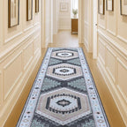 Fame Living Washable Area Rug. Modern Farmhouse. Vintage. Turkish. Bohemian. Distressed. Oriental. Traditional. Rugs for Living Room. Dining. Bedroom. Office. Entryway.(856BlckGry, 2'5" x 9'8")