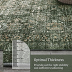 Morebes 2x6 Vintage Washable Dark Green Kitchen Runner Rug Non Slip, Boho Runners for Hallways, Non Shedding Soft Indoor Floor Throw Carpet for Laundry Living Room Bathroom Bedroom