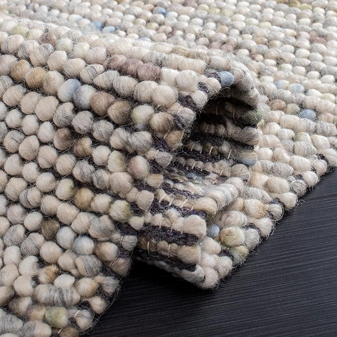 Safavieh Natura Collection Accent Rug - 3' Square, Ivory & Multi, Handmade Wool Blend, Textured Design, Ideal for Living Room, Bedroom, Dining Space (NAT620D)