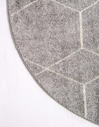 Unique Loom Trellis Frieze Collection Area Rug - Geometric (7' Round, Light Gray/ Ivory)