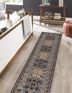 Unique Loom Taftan Collection Border Geometric Tribal Inspired Design Area Rug (2' 7 x 10' 0 Runner, Gray/ Black)