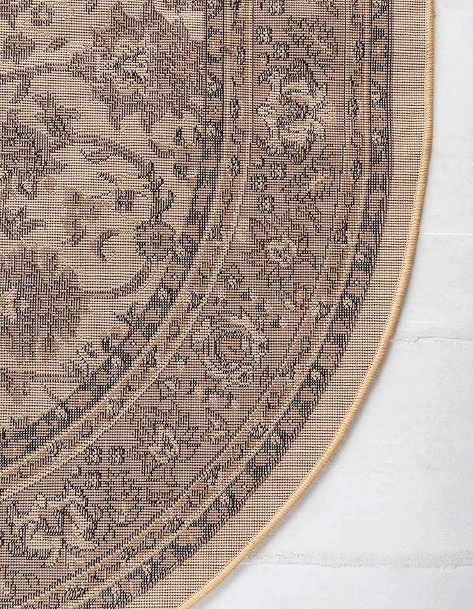 Unique Loom Sialk Hill Collection Area Rug - Washington (7' 10" x 10' Oval Ivory/Black)