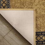 Antep Rugs Alfombras Modern Bordered 2x10 Non-Skid (Non-Slip) Low Profile Pile Rubber Backing Indoor Area Runner Rugs (Brown, 2' x 10')