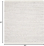 SAFAVIEH Rag Rug Collection Area Rug - 5' Square, Ivory & Multi, Handmade Boho Stripe Cotton, Ideal for High Traffic Areas in Living Room, Bedroom (RAR121G)