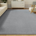 Solid Washable Area Rug - 10x14 Medium Pile Faux Cashmere Carpet for Living Room Bedroom, Grey