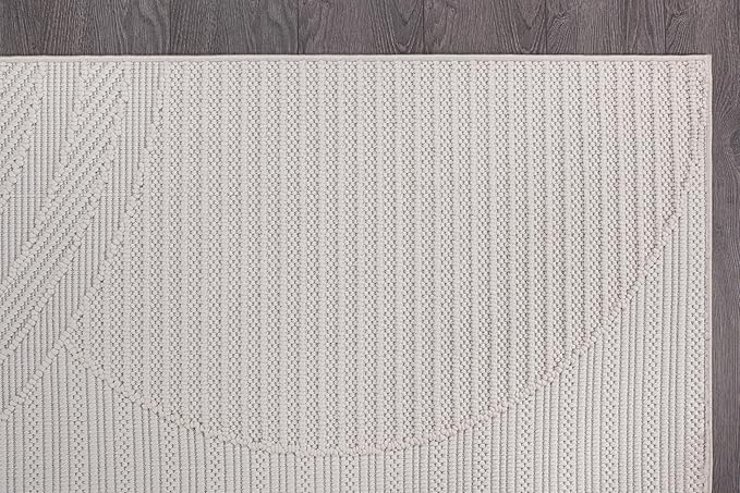 CAMILSON Micro Loop Rug 4x6 Modern Luxury Geometric Arch Area Rugs Soft High and Low Pile Stain Resistant Easy-Cleaning Non-Shedding for Living Room Office Indoor Carpet (4 x 6 / White)