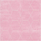 Unique Loom Trellis Frieze Collection Area Rug - Geometric (6' Square, Light Pink/ Ivory)